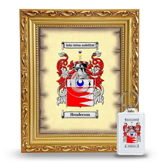 Henderson Framed Coat of Arms and Keychain - Gold