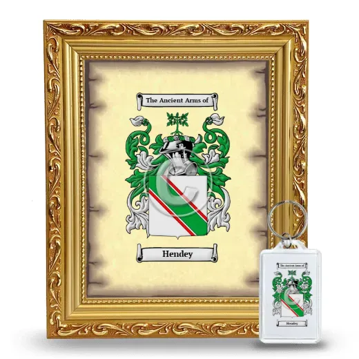 Hendey Framed Coat of Arms and Keychain - Gold