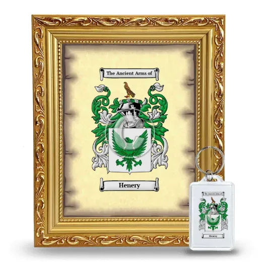 Henery Framed Coat of Arms and Keychain - Gold