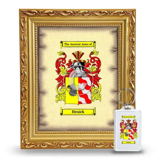 Henick Framed Coat of Arms and Keychain - Gold