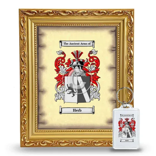 Herb Framed Coat of Arms and Keychain - Gold