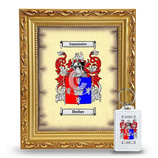 Herber Framed Coat of Arms and Keychain - Gold