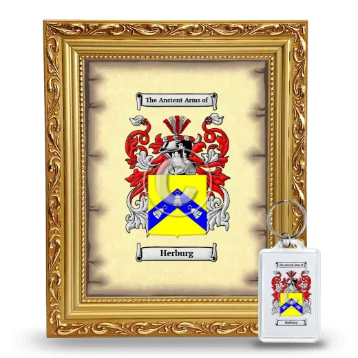 Herburg Framed Coat of Arms and Keychain - Gold