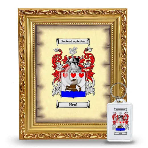 Herd Framed Coat of Arms and Keychain - Gold