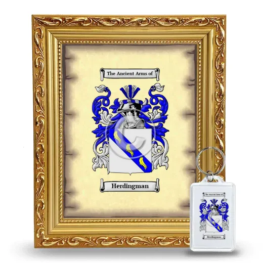 Herdingman Framed Coat of Arms and Keychain - Gold