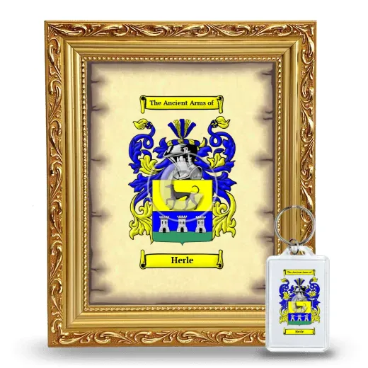 Herle Framed Coat of Arms and Keychain - Gold