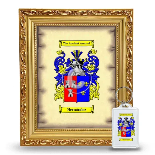 Hernández Framed Coat of Arms and Keychain - Gold