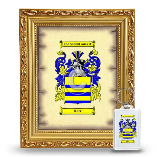 Herr Framed Coat of Arms and Keychain - Gold