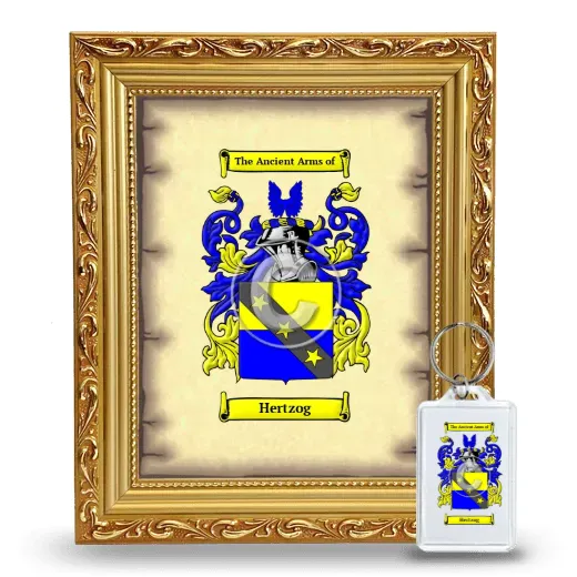 Hertzog Framed Coat of Arms and Keychain - Gold