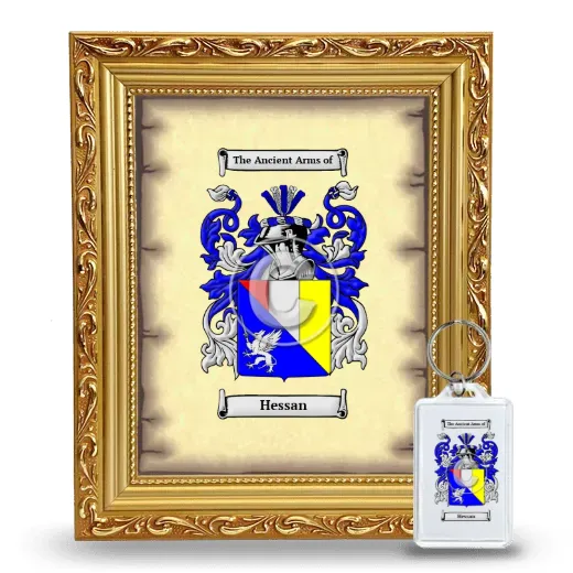 Hessan Framed Coat of Arms and Keychain - Gold