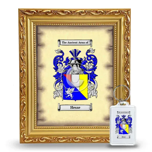 Hesse Framed Coat of Arms and Keychain - Gold