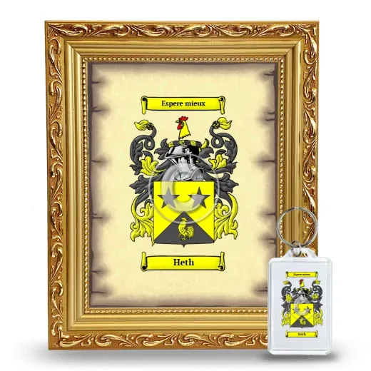 Heth Framed Coat of Arms and Keychain - Gold