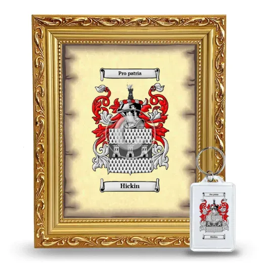 Hickin Framed Coat of Arms and Keychain - Gold