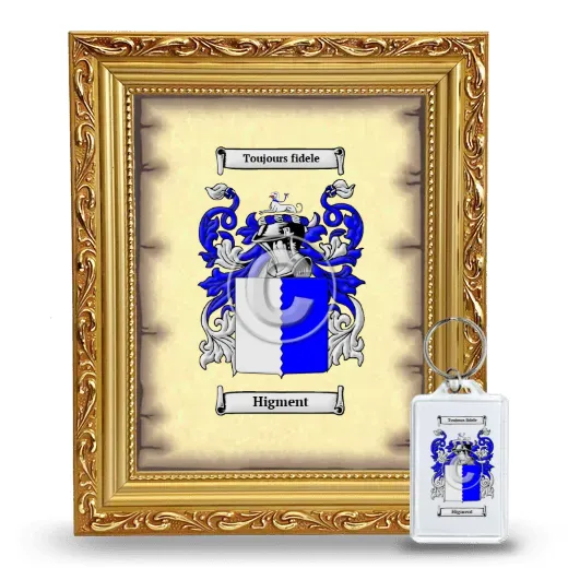 Higment Framed Coat of Arms and Keychain - Gold