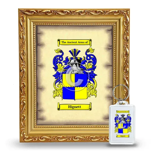 Hignett Framed Coat of Arms and Keychain - Gold