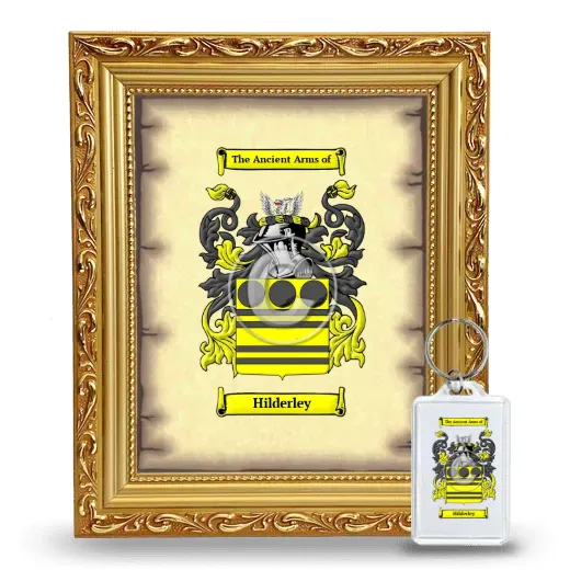 Hilderley Framed Coat of Arms and Keychain - Gold
