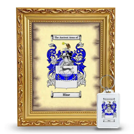 Hine Framed Coat of Arms and Keychain - Gold