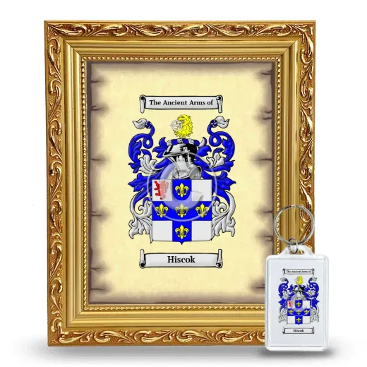 Hiscok Framed Coat of Arms and Keychain - Gold