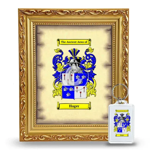 Hoger Framed Coat of Arms and Keychain - Gold