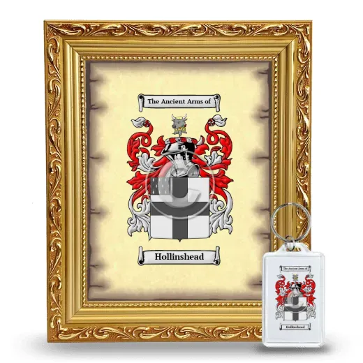 Hollinshead Framed Coat of Arms and Keychain - Gold