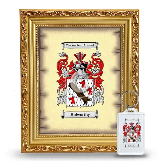 Holworthy Framed Coat of Arms and Keychain - Gold