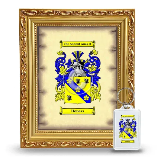 Honess Framed Coat of Arms and Keychain - Gold