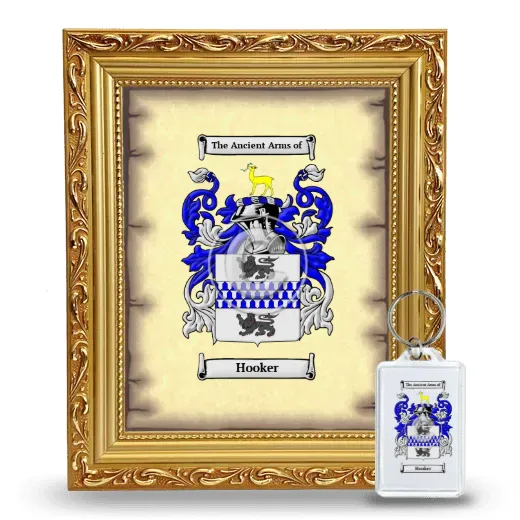 Hooker Framed Coat of Arms and Keychain - Gold