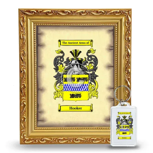 Hooker Framed Coat of Arms and Keychain - Gold