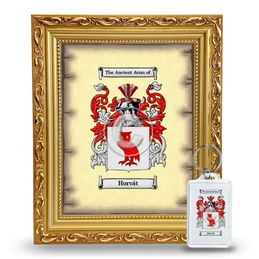 Horvát Framed Coat of Arms and Keychain - Gold