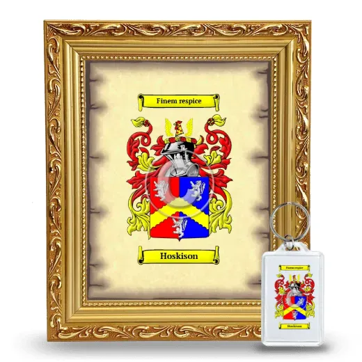 Hoskison Framed Coat of Arms and Keychain - Gold