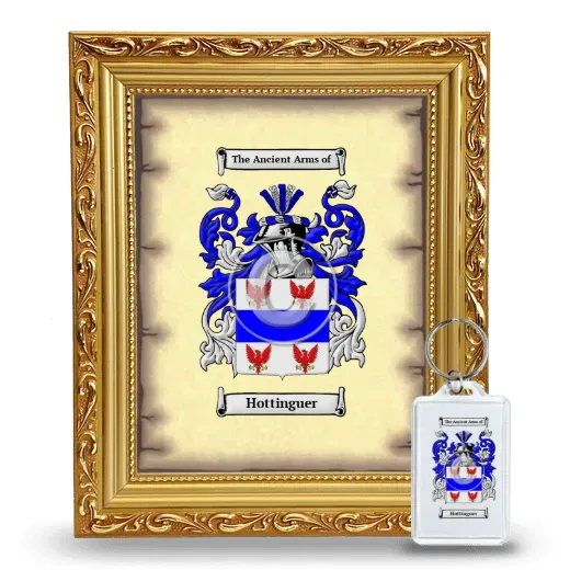 Hottinguer Framed Coat of Arms and Keychain - Gold