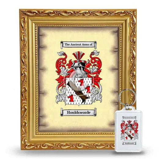 Houldsworde Framed Coat of Arms and Keychain - Gold