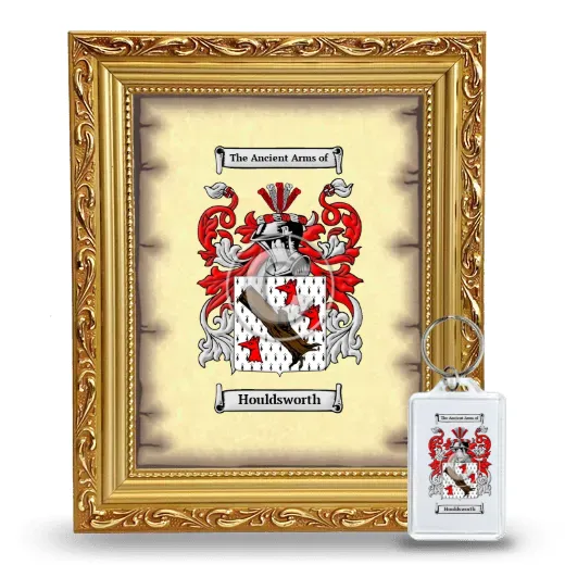 Houldsworth Framed Coat of Arms and Keychain - Gold
