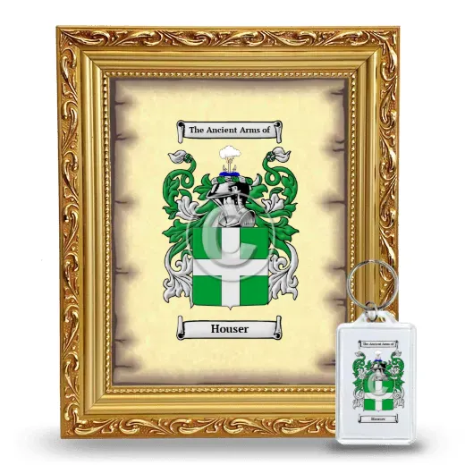 Houser Framed Coat of Arms and Keychain - Gold