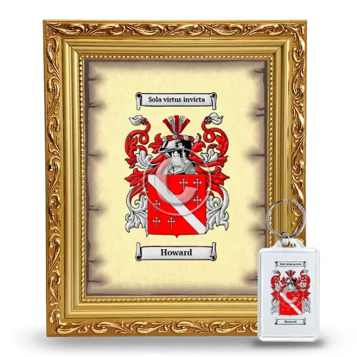 Howard Framed Coat of Arms and Keychain - Gold