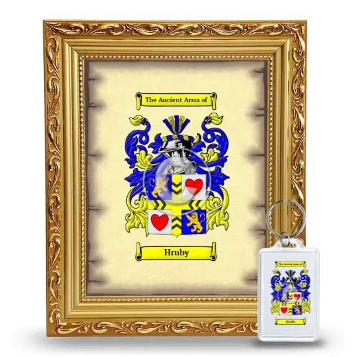 Hruby Framed Coat of Arms and Keychain - Gold