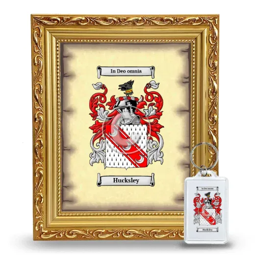 Hucksley Framed Coat of Arms and Keychain - Gold