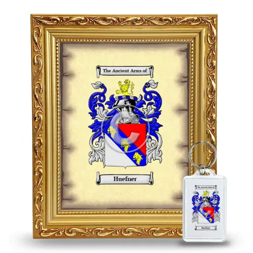 Huefner Framed Coat of Arms and Keychain - Gold
