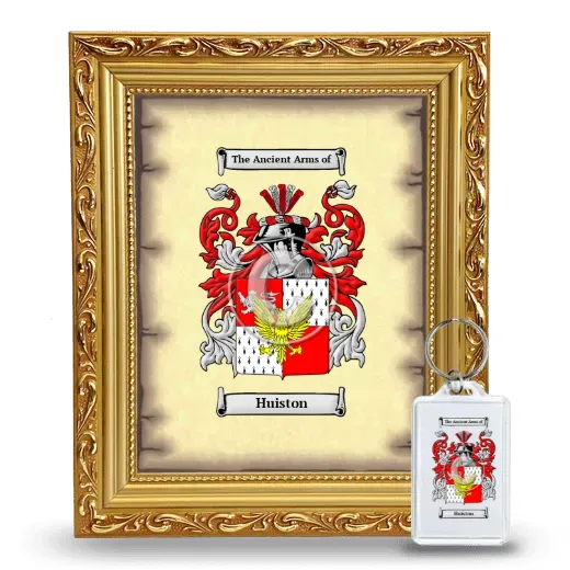 Huiston Framed Coat of Arms and Keychain - Gold