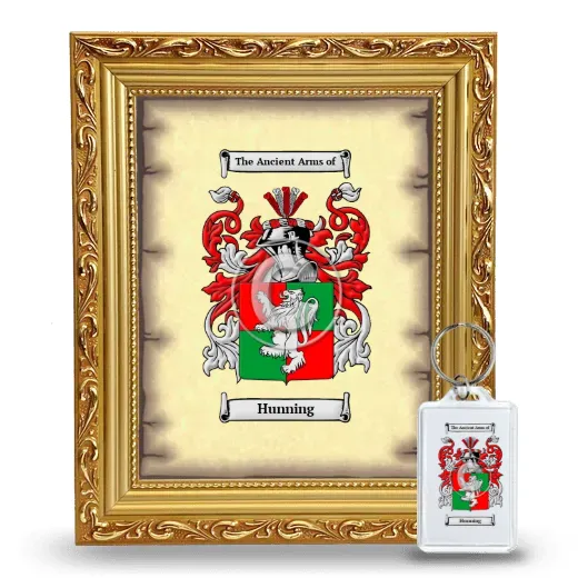 Hunning Framed Coat of Arms and Keychain - Gold