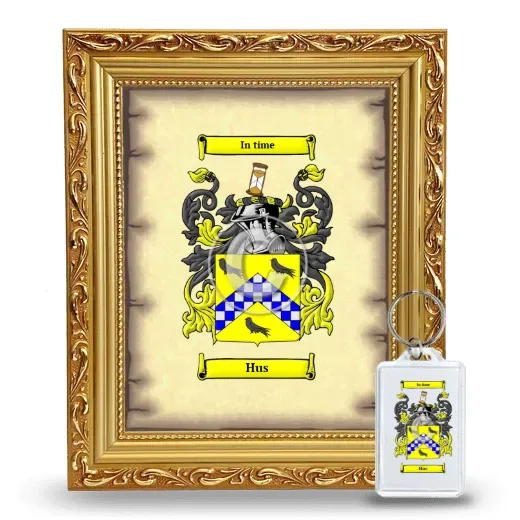 Hus Framed Coat of Arms and Keychain - Gold