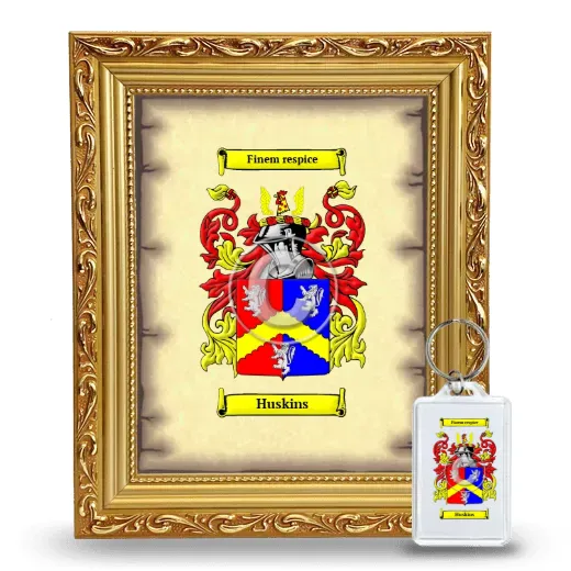Huskins Framed Coat of Arms and Keychain - Gold