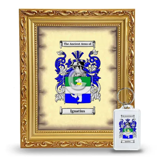 Ignatius Framed Coat of Arms and Keychain - Gold