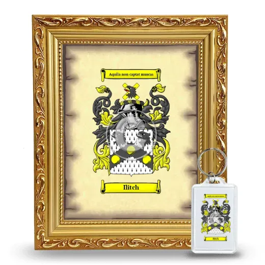 Ilitch Framed Coat of Arms and Keychain - Gold