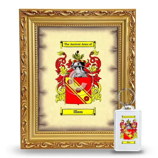 Illam Framed Coat of Arms and Keychain - Gold