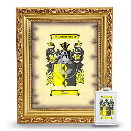 Illan Framed Coat of Arms and Keychain - Gold