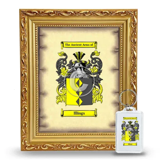 Illings Framed Coat of Arms and Keychain - Gold