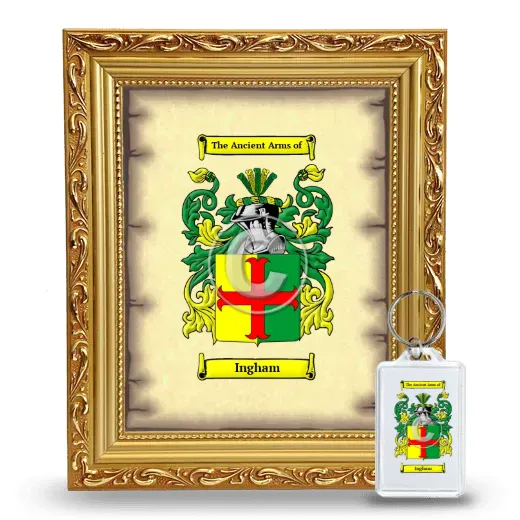 Ingham Framed Coat of Arms and Keychain - Gold