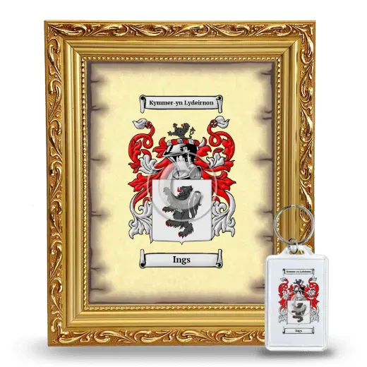 Ings Framed Coat of Arms and Keychain - Gold