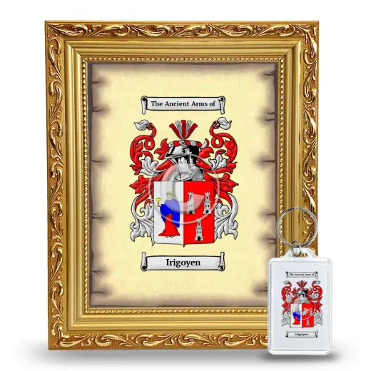 Irigoyen Framed Coat of Arms and Keychain - Gold